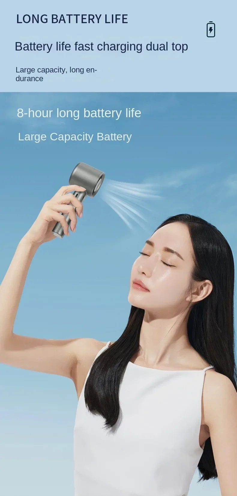 Portable Hand Fan , 120 Wind Speeds, Mini Bladeless Handheld Fan, USB Rechargeable Personal Highspeed Fans, Electric Eyelash Fan