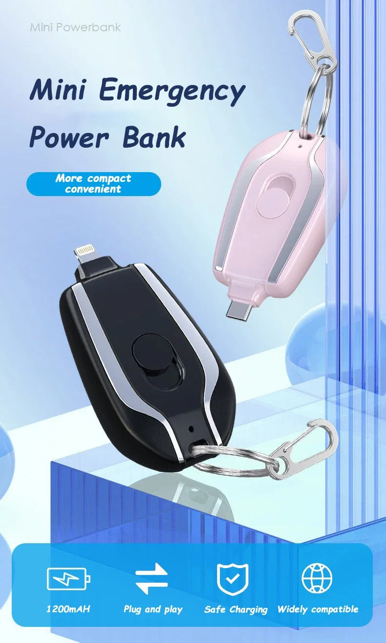 Xiaomi 1500mAH Mini Keychain Power Bank Emergency supply Portable Charger Compatibility For IPhone Samsung Small Size 2025 New