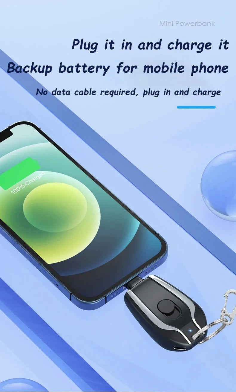 Xiaomi 1500mAH Mini Keychain Power Bank Emergency supply Portable Charger Compatibility For IPhone Samsung Small Size 2025 New