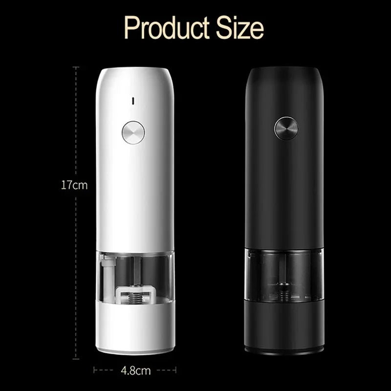 Auto Gravity Spice Grinder|DUAL CHAMBER 30s Switch|IPX6 Waterproof Body|USB-C Fast Charging for Camping|Gift Box Chef's Favorite