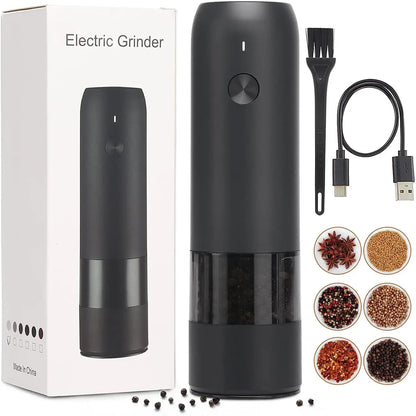 Auto Gravity Spice Grinder|DUAL CHAMBER 30s Switch|IPX6 Waterproof Body|USB-C Fast Charging for Camping|Gift Box Chef's Favorite