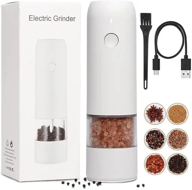 Auto Gravity Spice Grinder|DUAL CHAMBER 30s Switch|IPX6 Waterproof Body|USB-C Fast Charging for Camping|Gift Box Chef's Favorite