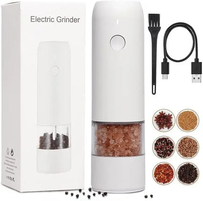 Auto Gravity Spice Grinder|DUAL CHAMBER 30s Switch|IPX6 Waterproof Body|USB-C Fast Charging for Camping|Gift Box Chef's Favorite