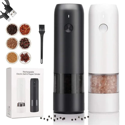 Auto Gravity Spice Grinder|DUAL CHAMBER 30s Switch|IPX6 Waterproof Body|USB-C Fast Charging for Camping|Gift Box Chef's Favorite