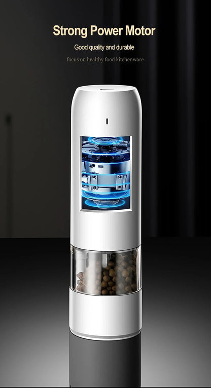 Auto Gravity Spice Grinder|DUAL CHAMBER 30s Switch|IPX6 Waterproof Body|USB-C Fast Charging for Camping|Gift Box Chef's Favorite