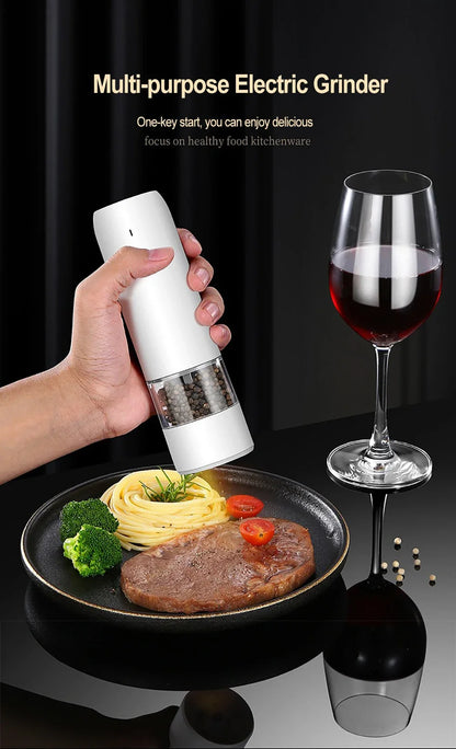 Auto Gravity Spice Grinder|DUAL CHAMBER 30s Switch|IPX6 Waterproof Body|USB-C Fast Charging for Camping|Gift Box Chef's Favorite
