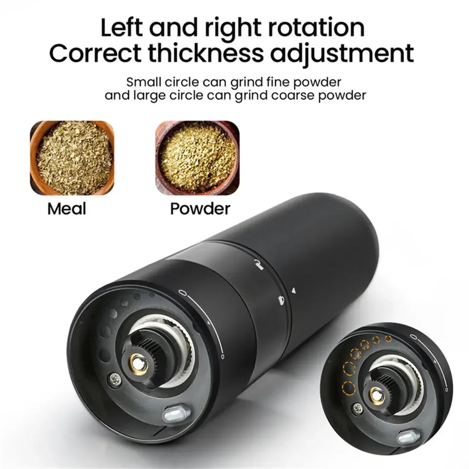 Auto Gravity Spice Grinder|DUAL CHAMBER 30s Switch|IPX6 Waterproof Body|USB-C Fast Charging for Camping|Gift Box Chef's Favorite