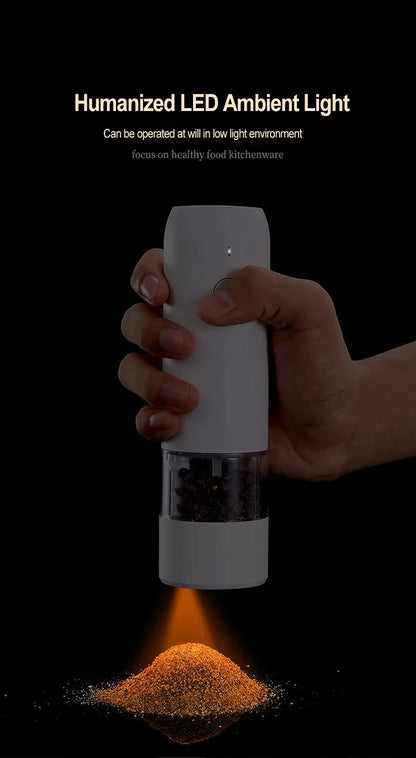 Auto Gravity Spice Grinder|DUAL CHAMBER 30s Switch|IPX6 Waterproof Body|USB-C Fast Charging for Camping|Gift Box Chef's Favorite