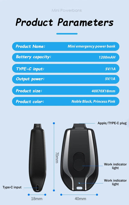 Xiaomi 1500mAH Mini Keychain Power Bank Emergency supply Portable Charger Compatibility For IPhone Samsung Small Size 2025 New