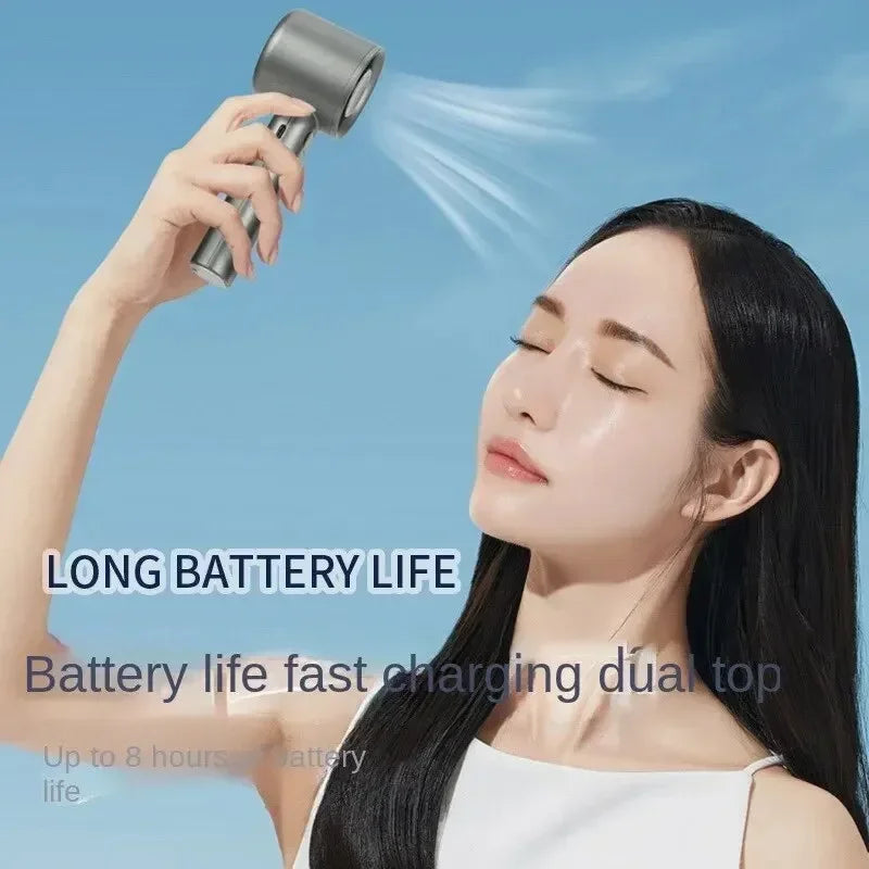Portable Hand Fan , 120 Wind Speeds, Mini Bladeless Handheld Fan, USB Rechargeable Personal Highspeed Fans, Electric Eyelash Fan