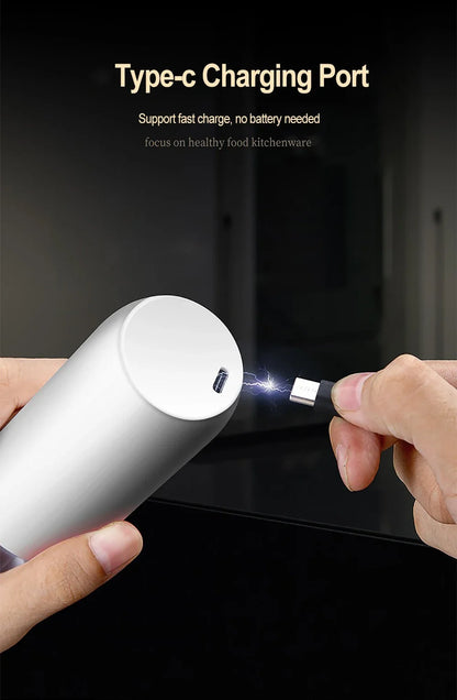 Auto Gravity Spice Grinder|DUAL CHAMBER 30s Switch|IPX6 Waterproof Body|USB-C Fast Charging for Camping|Gift Box Chef's Favorite